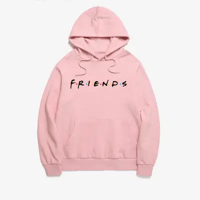 Pink Friends Printed Hooded Sweatshirt Long Sleeve