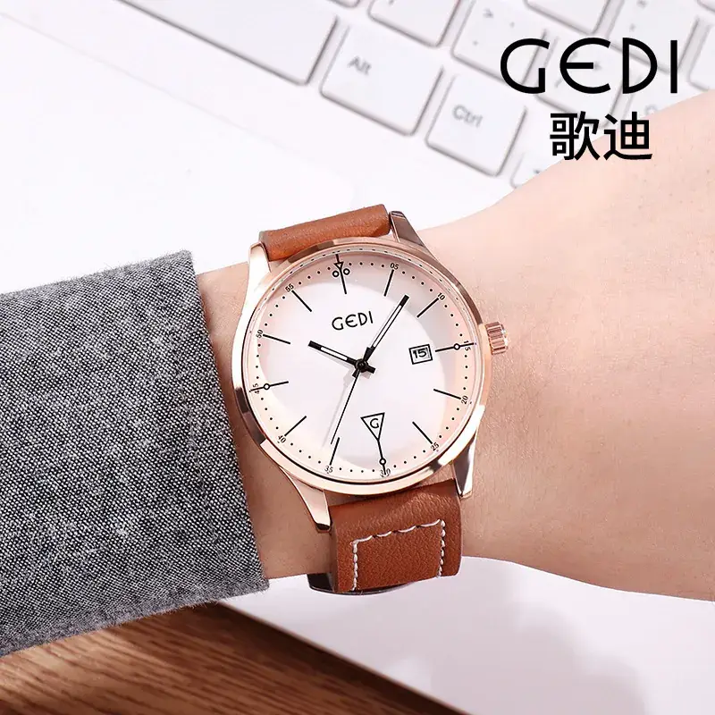 GEDI Women's Rose Gold Watch Black Strap - Image 6