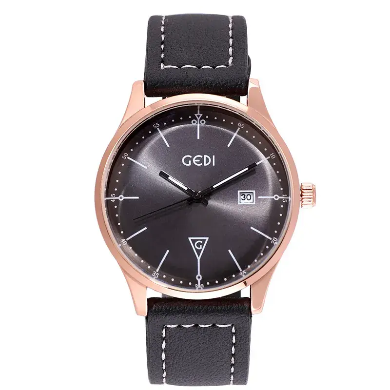 GEDI Women's Rose Gold Watch Black Strap - Image 10
