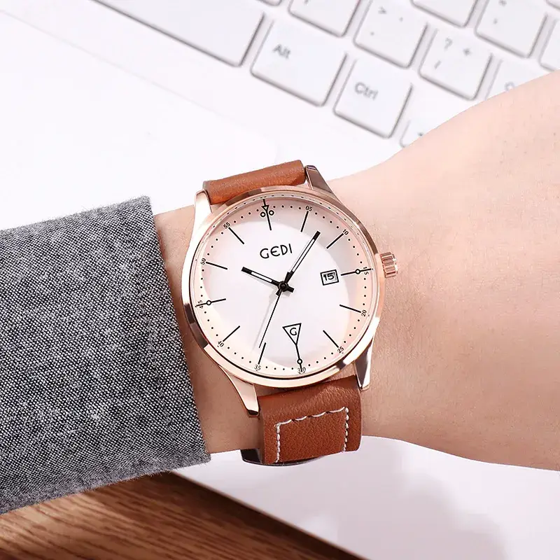 GEDI Women's Rose Gold Watch Black Strap - Image 4