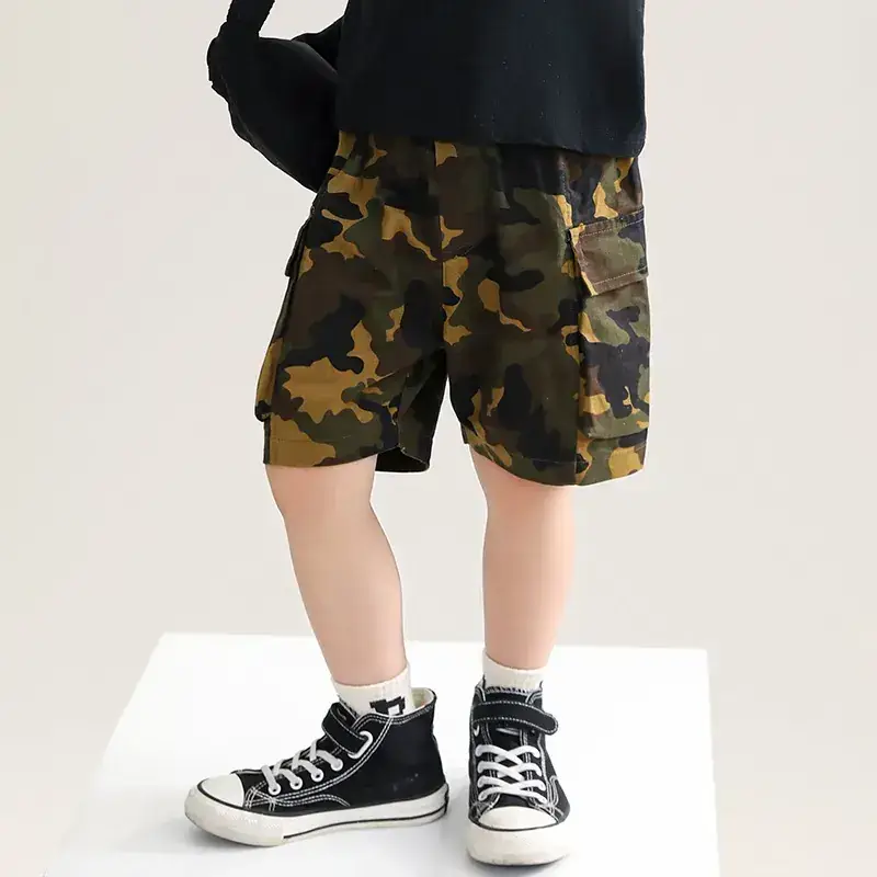 Camouflage Cropped Shorts for Boys Girls Summer Wear - Image 2