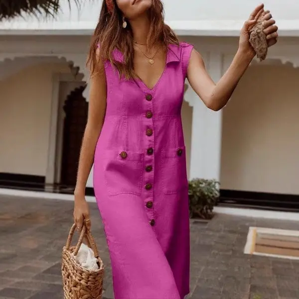 2023 V-Neck Sleeveless Dress Large Multi Color - Image 8