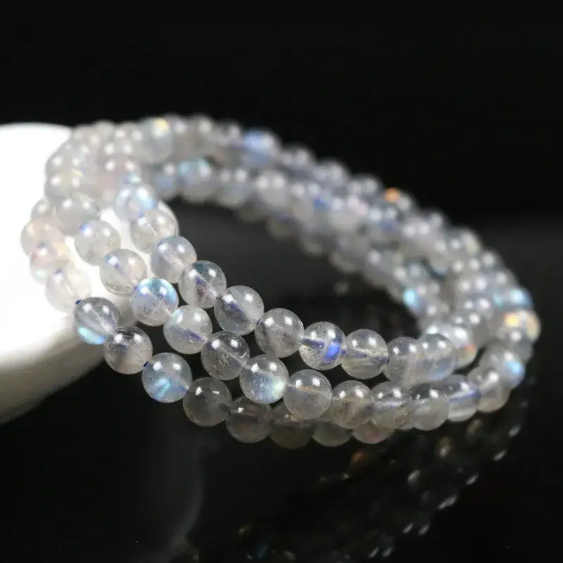 Natural Moonstone Multi-Circle Bracelet Ice Transparent Blue Light - Image 4