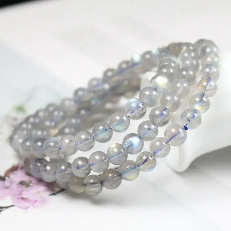 Natural Moonstone Multi-Circle Bracelet Ice Transparent Blue Light - Image 5