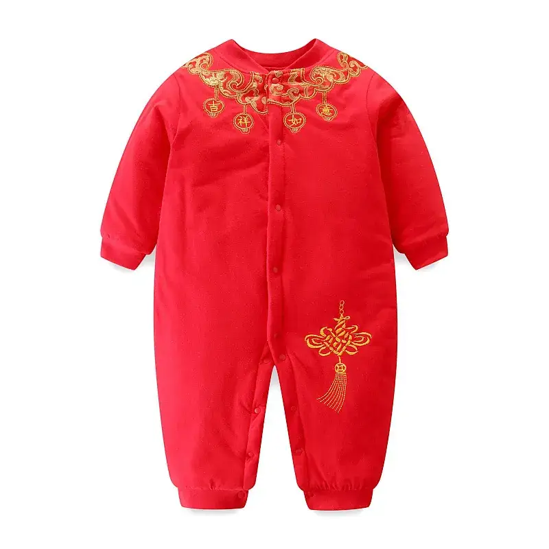 Newborn Baby Red Chinese Style One-Piece Suit - Image 2