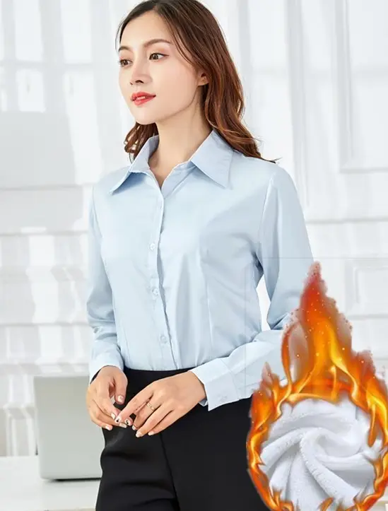 White Velvet Long Sleeve Women's Business Shirt Large - Image 2