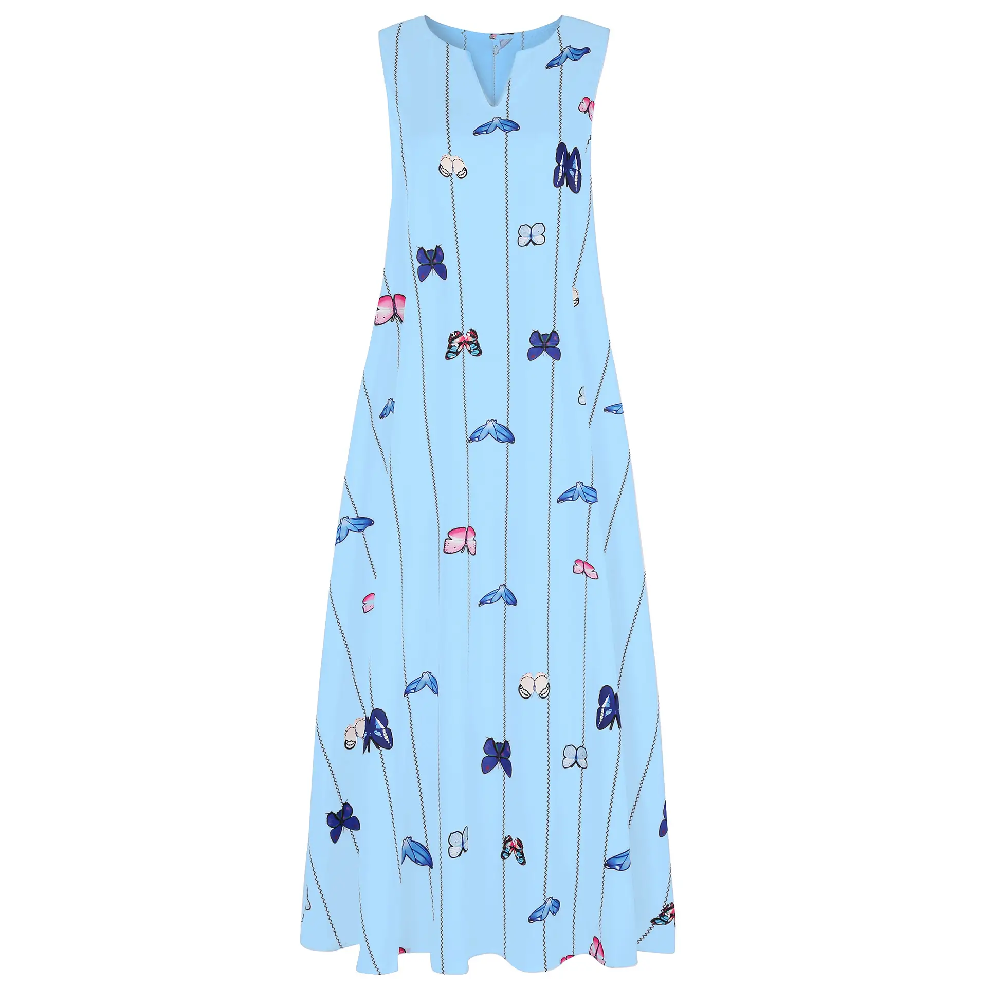 Aliexpress New Women's Butterfly Print Sleeveless Dress V Neck - Image 7
