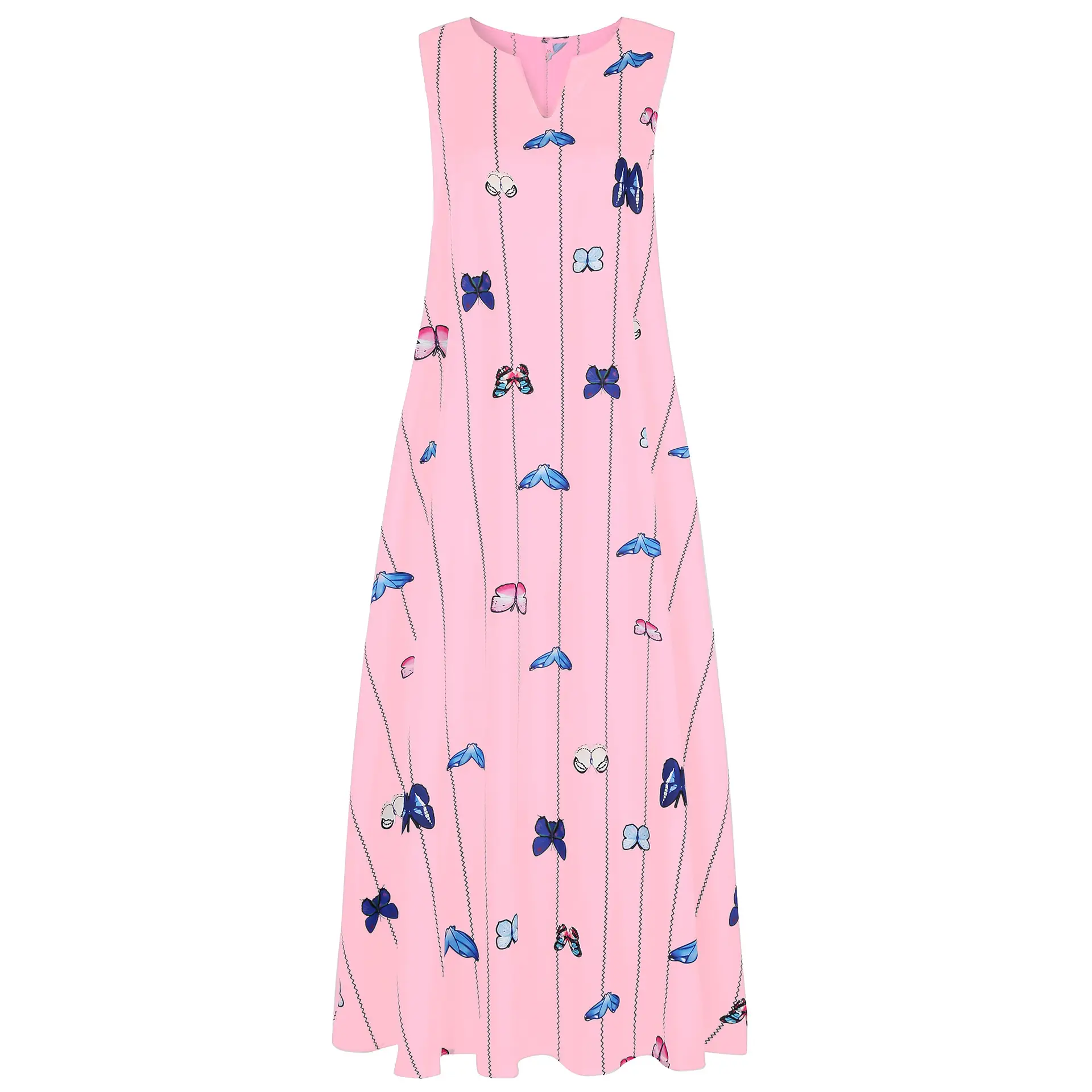 Aliexpress New Women's Butterfly Print Sleeveless Dress V Neck - Image 2