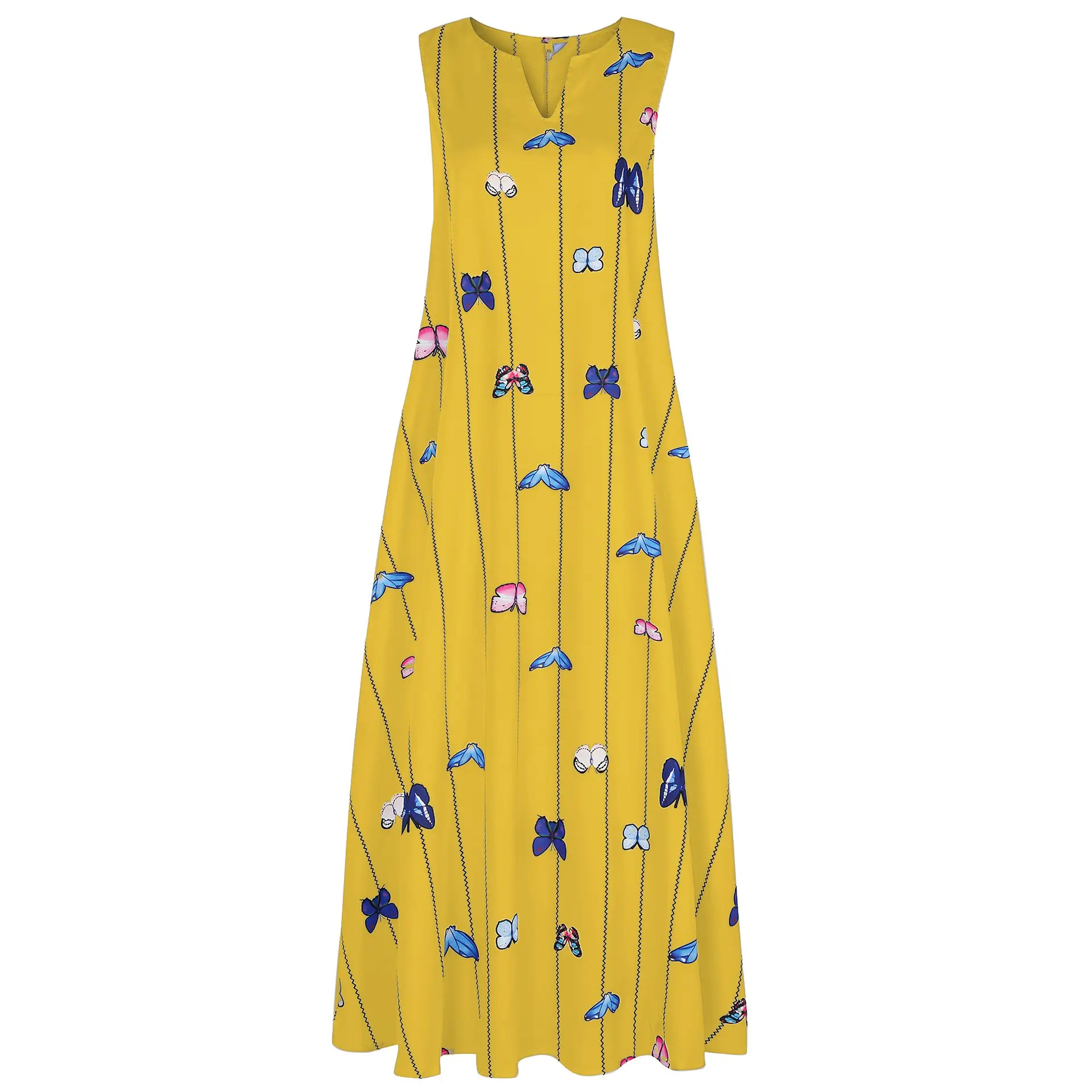 Aliexpress New Women's Butterfly Print Sleeveless Dress V Neck - Image 8