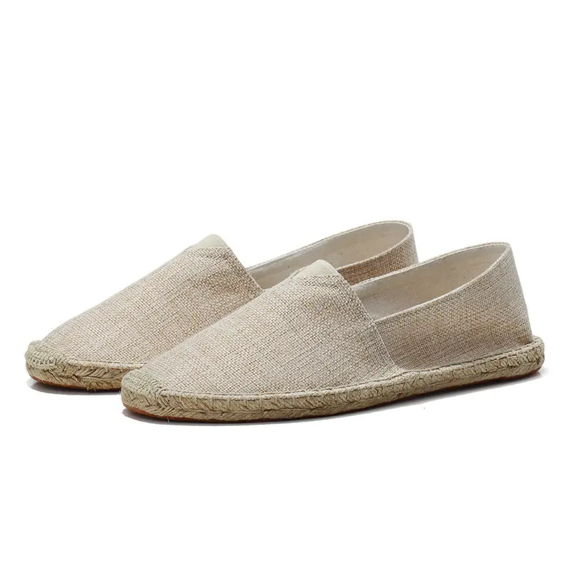 Factory Summer Linen Shoes Men's Handmade Straw Linen Bottom Fisherman Shoes Lazy Slip-on Canvas Shoes Support One Piece Hair