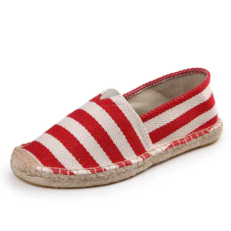 Factory Summer Linen Shoes Men's Handmade Straw Linen Bottom Fisherman Shoes Lazy Slip-on Canvas Shoes Support One Piece Hair