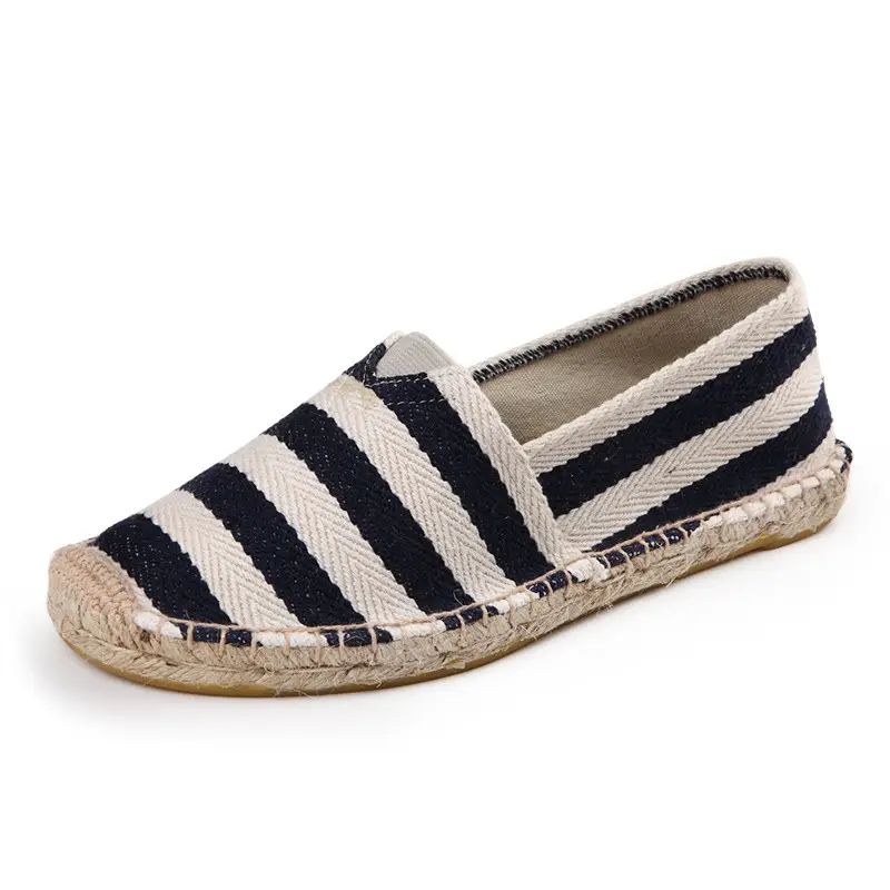 Factory Summer Linen Shoes Men's Handmade Straw Linen Bottom Fisherman Shoes Lazy Slip-on Canvas Shoes Support One Piece Hair