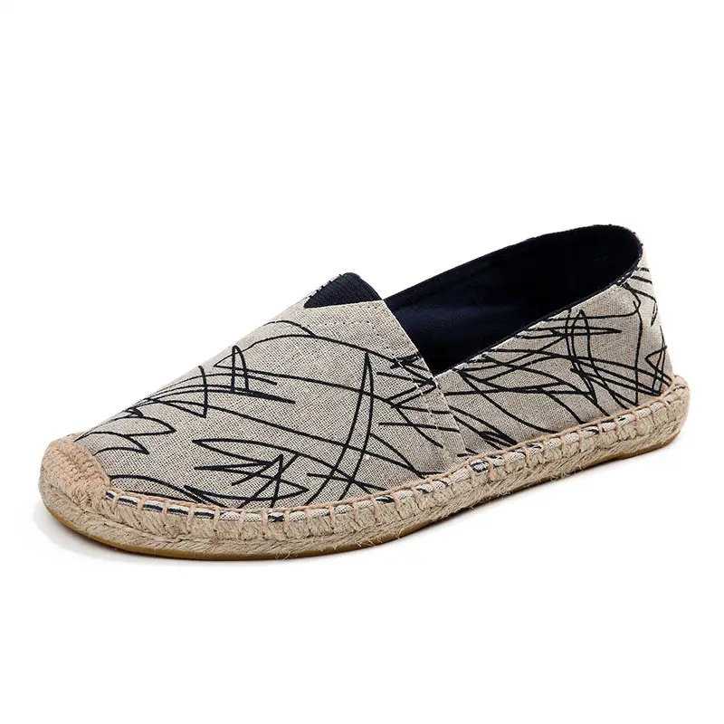 Factory Summer Linen Shoes Men's Handmade Straw Linen Bottom Fisherman Shoes Lazy Slip-on Canvas Shoes Support One Piece Hair