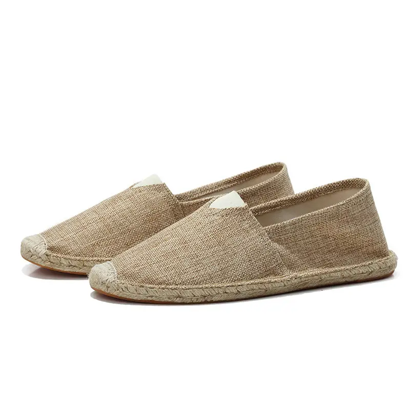 Factory Summer Linen Shoes Men's Handmade Straw Linen Bottom Fisherman Shoes Lazy Slip-on Canvas Shoes Support One Piece Hair