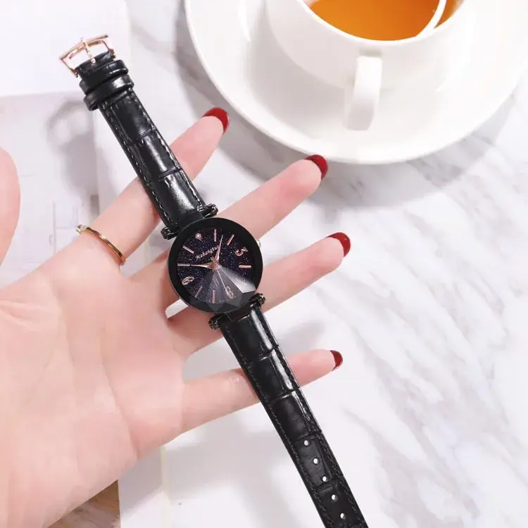 Women's Starry Sky Digital Watch with Purple Leather Band - Image 3