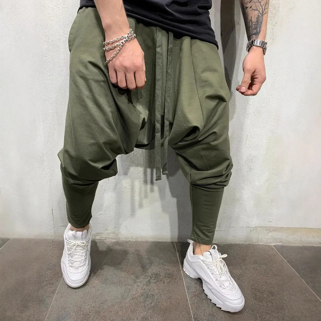 2022 Men Black Hip-hop Trousers European American Loose Solid Color - Image 5