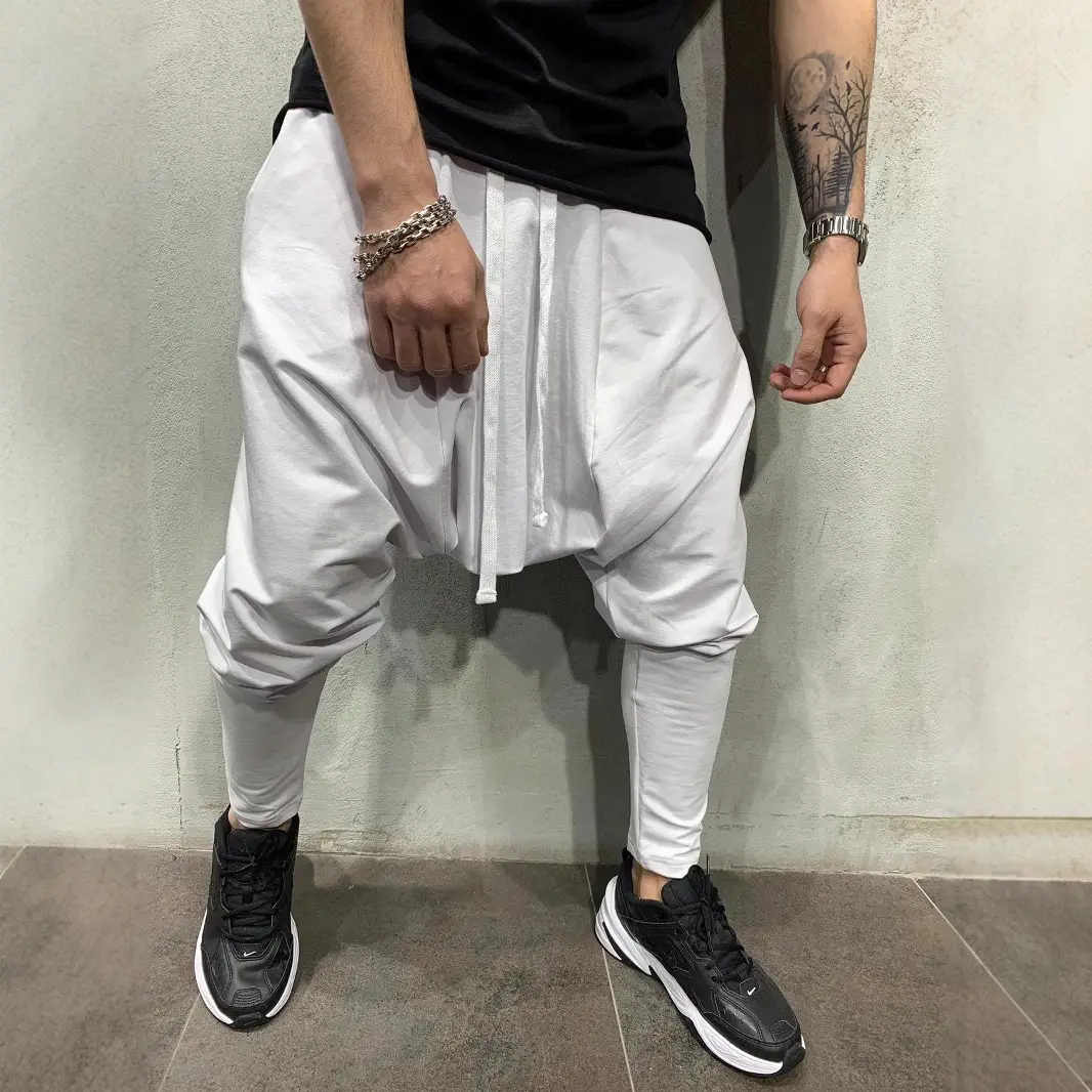 2022 Men Black Hip-hop Trousers European American Loose Solid Color - Image 6