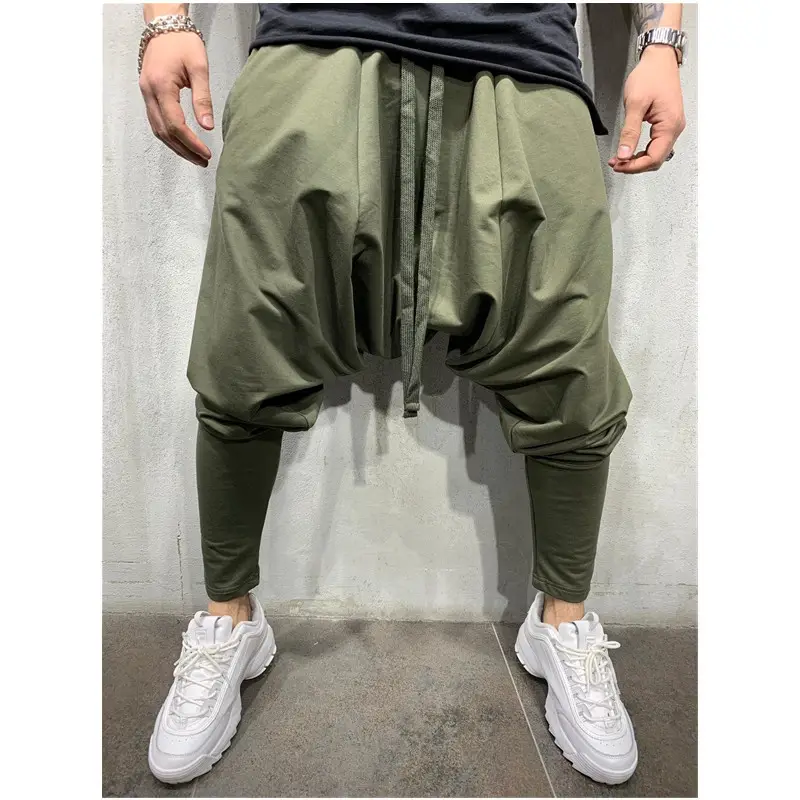 2022 Men Black Hip-hop Trousers European American Loose Solid Color - Image 8