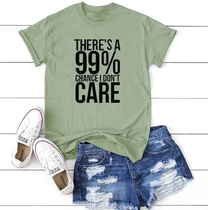 99% Chance Men Women Europe USA T-Shirt Grey - Image 5