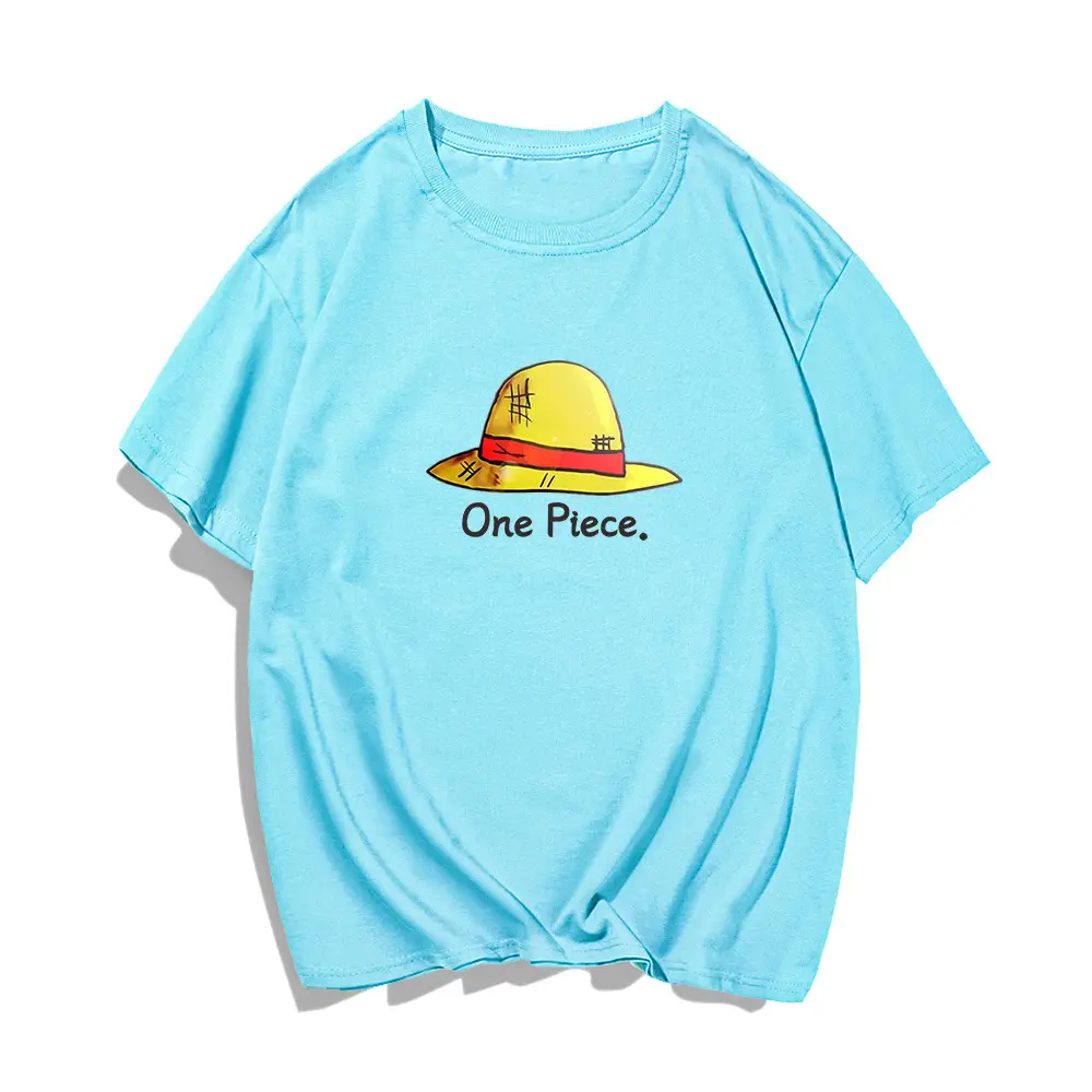 Men's Blue One Piece T-Shirt with Straw Hat Design