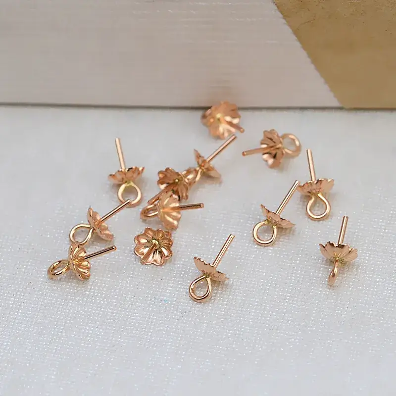 18K Gold Floral Pin Caps Universal Joker 1701