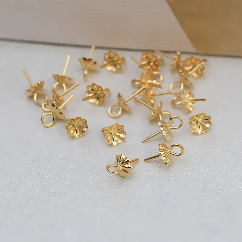 18K Gold Floral Pin Caps Universal Joker 1701