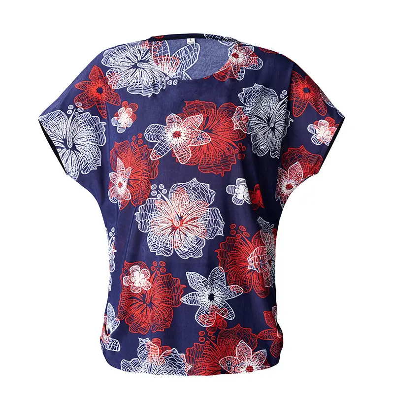 Ice Silk Cotton Floral T-Shirt for Women Summer Loose Fit