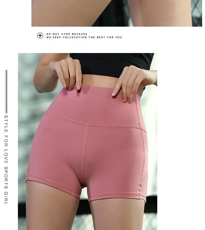 2025 High Waist Butt Yoga Shorts Blue Stretch Fitness — feature 12