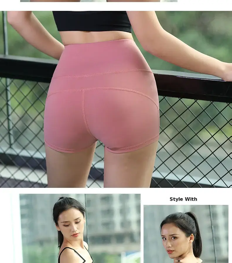 2025 High Waist Butt Yoga Shorts Blue Stretch Fitness — feature 13