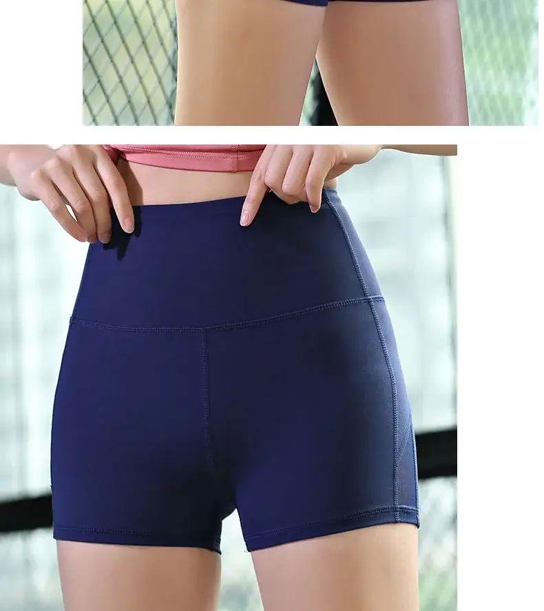 2025 High Waist Butt Yoga Shorts Blue Stretch Fitness — feature 16