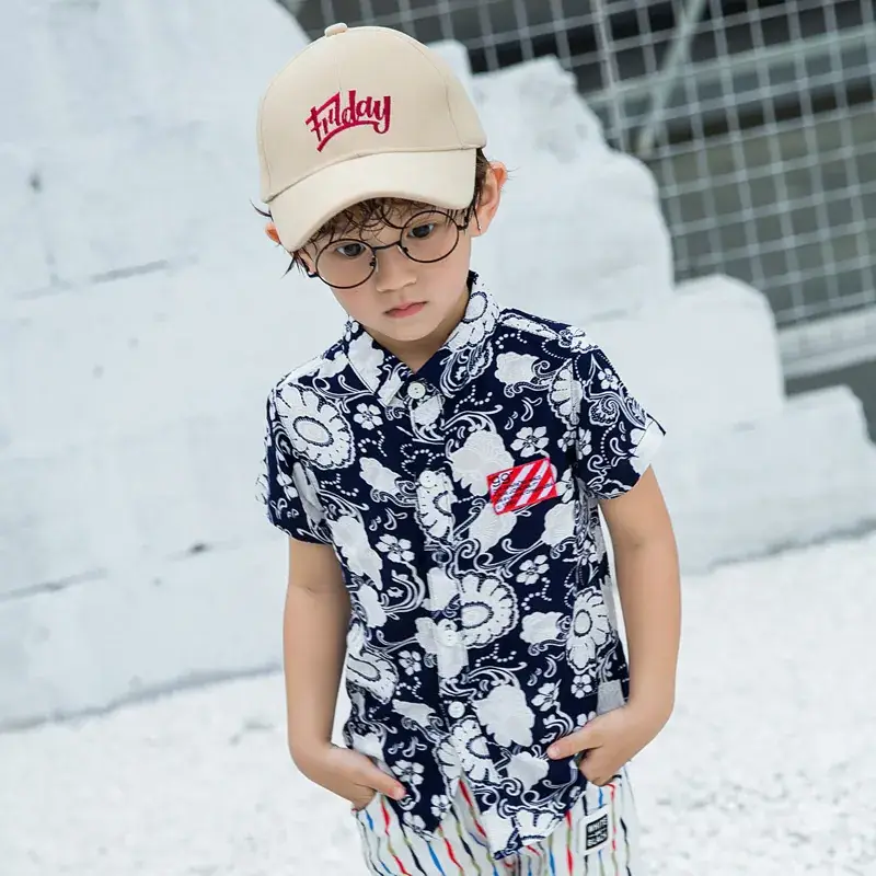 2021 Kids Printed Short Sleeve Summer Shirt Set - Image 3