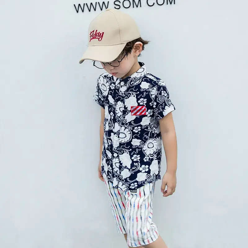 2021 Kids Printed Short Sleeve Summer Shirt Set - Image 4