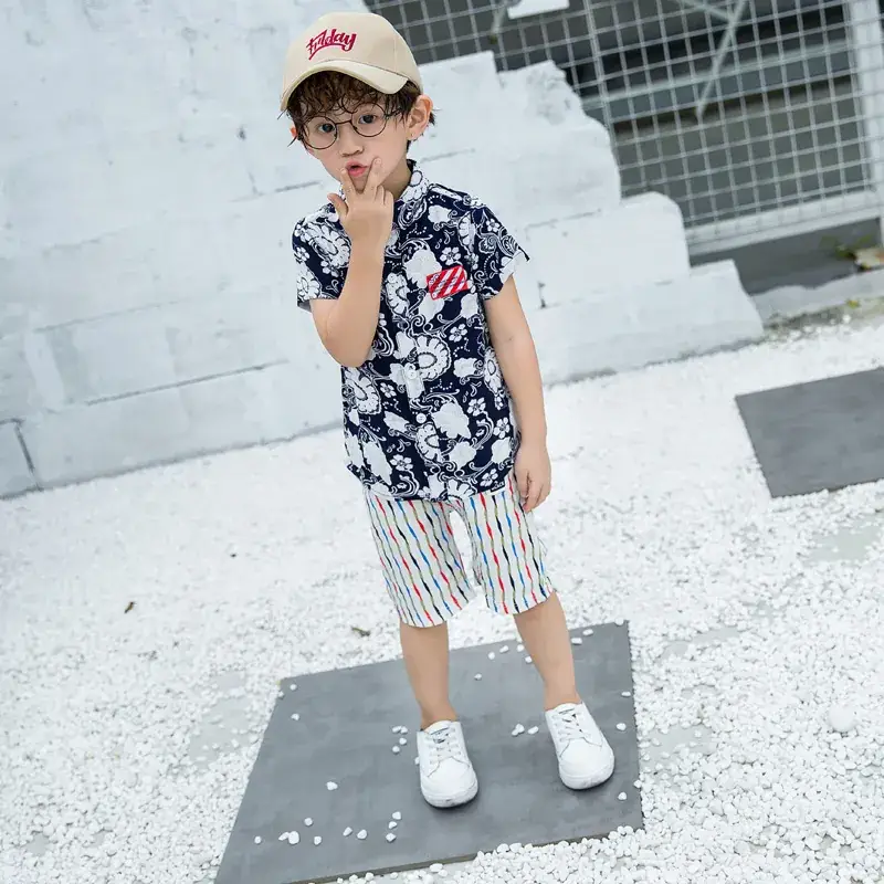 2021 Kids Printed Short Sleeve Summer Shirt Set - Image 6