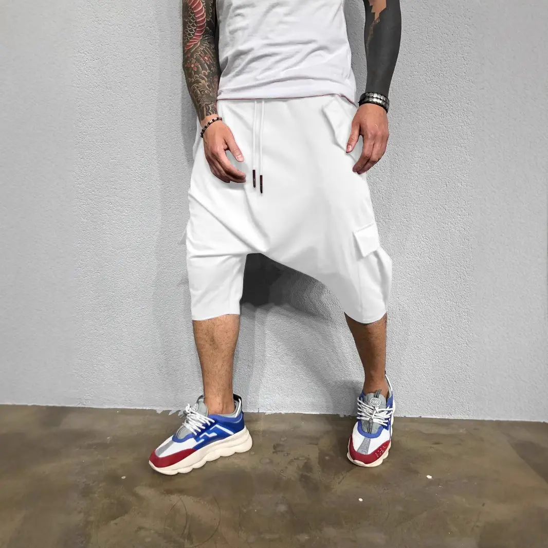 2021 Men Hip-Hop Cropped Pants White European American - Image 9