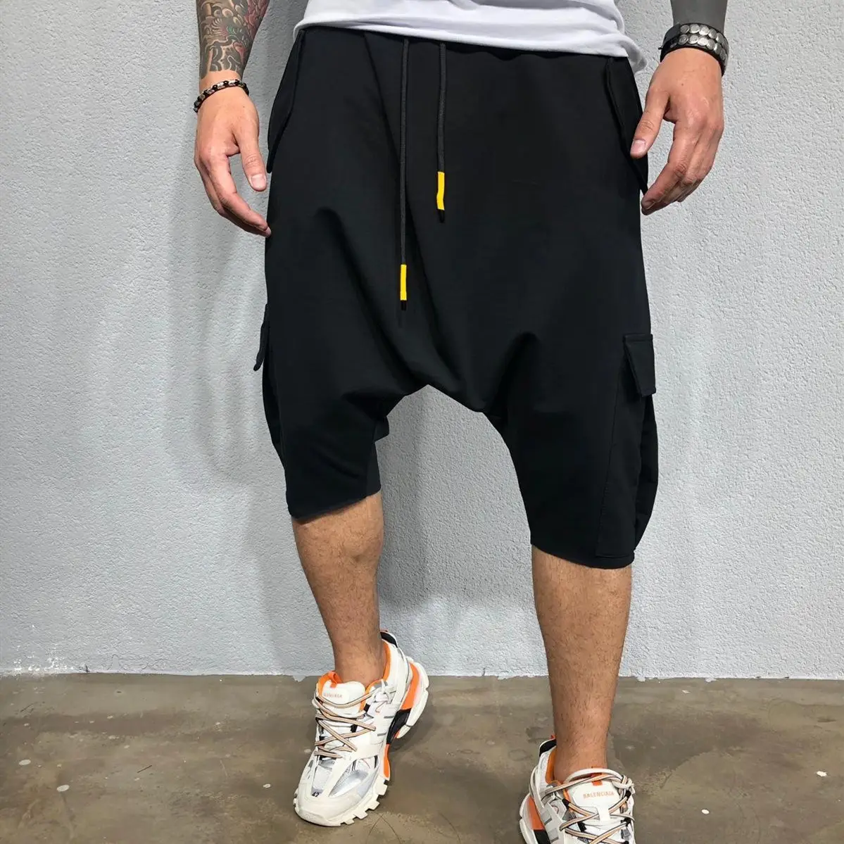 2021 Men Hip-Hop Cropped Pants White European American - Image 10
