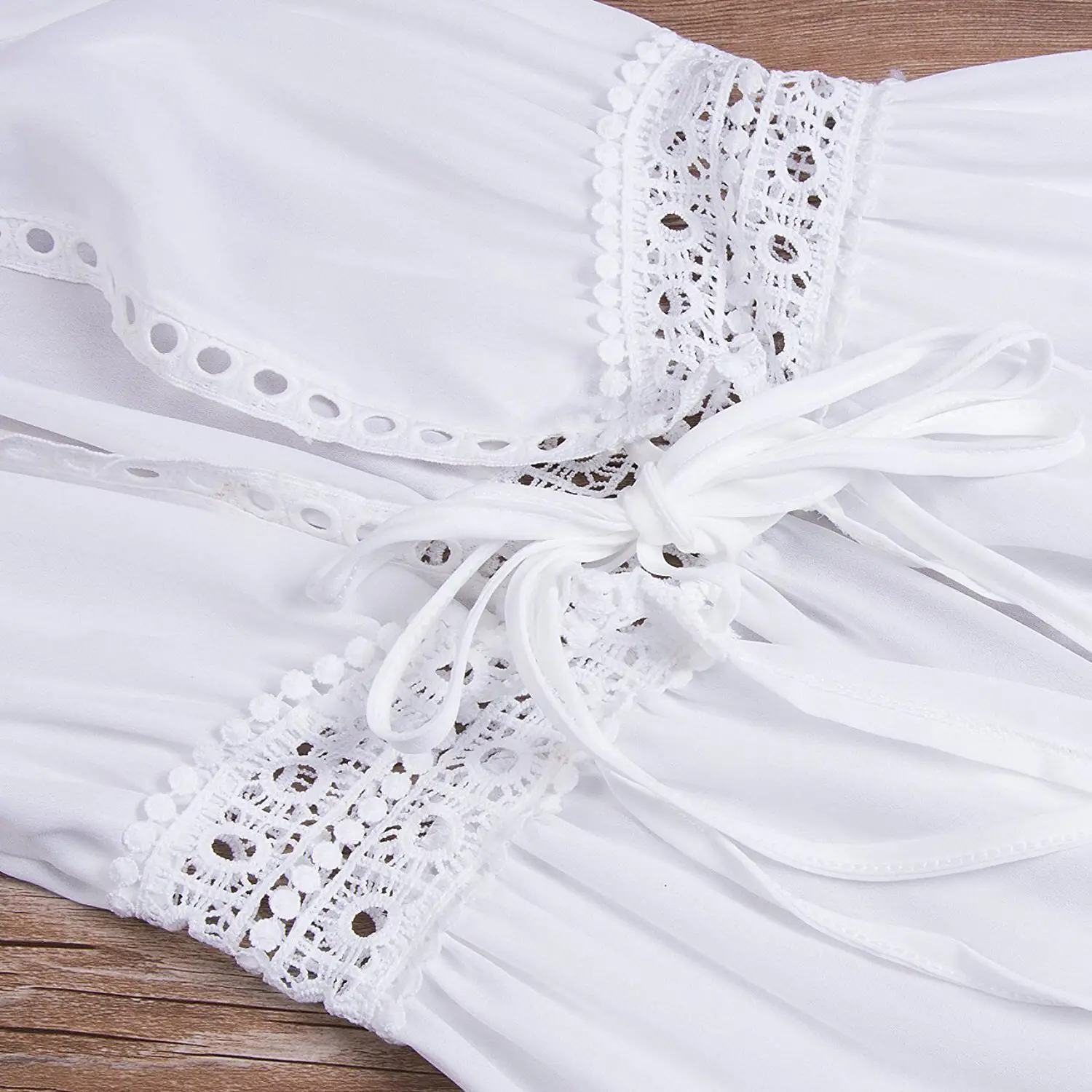 2024 Blue Lace Chiffon Beach Swimsuit Blouse — feature 8