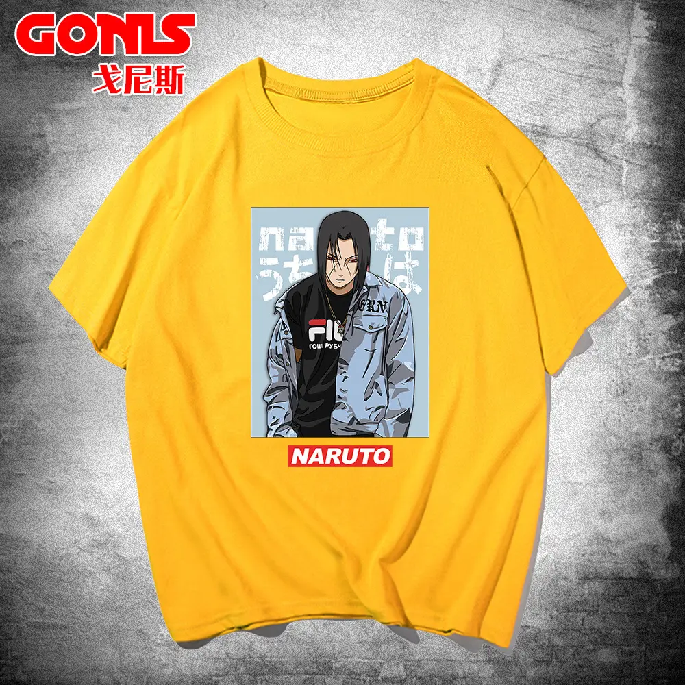 Naruto Anime T-Shirt Yellow Cotton Loose Summer