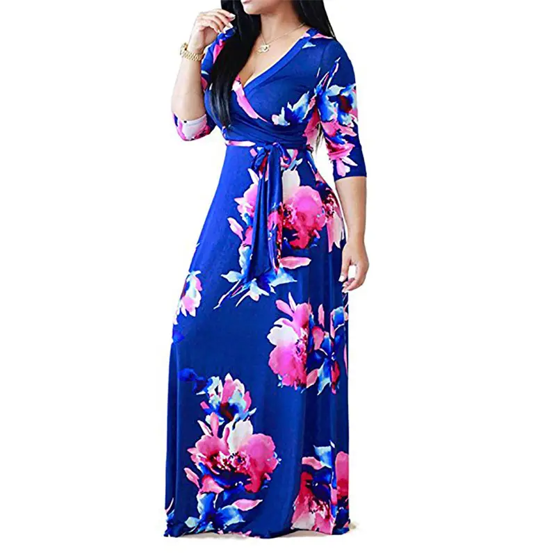 Black Floral Print Plus Size Women's Dress - Image 6