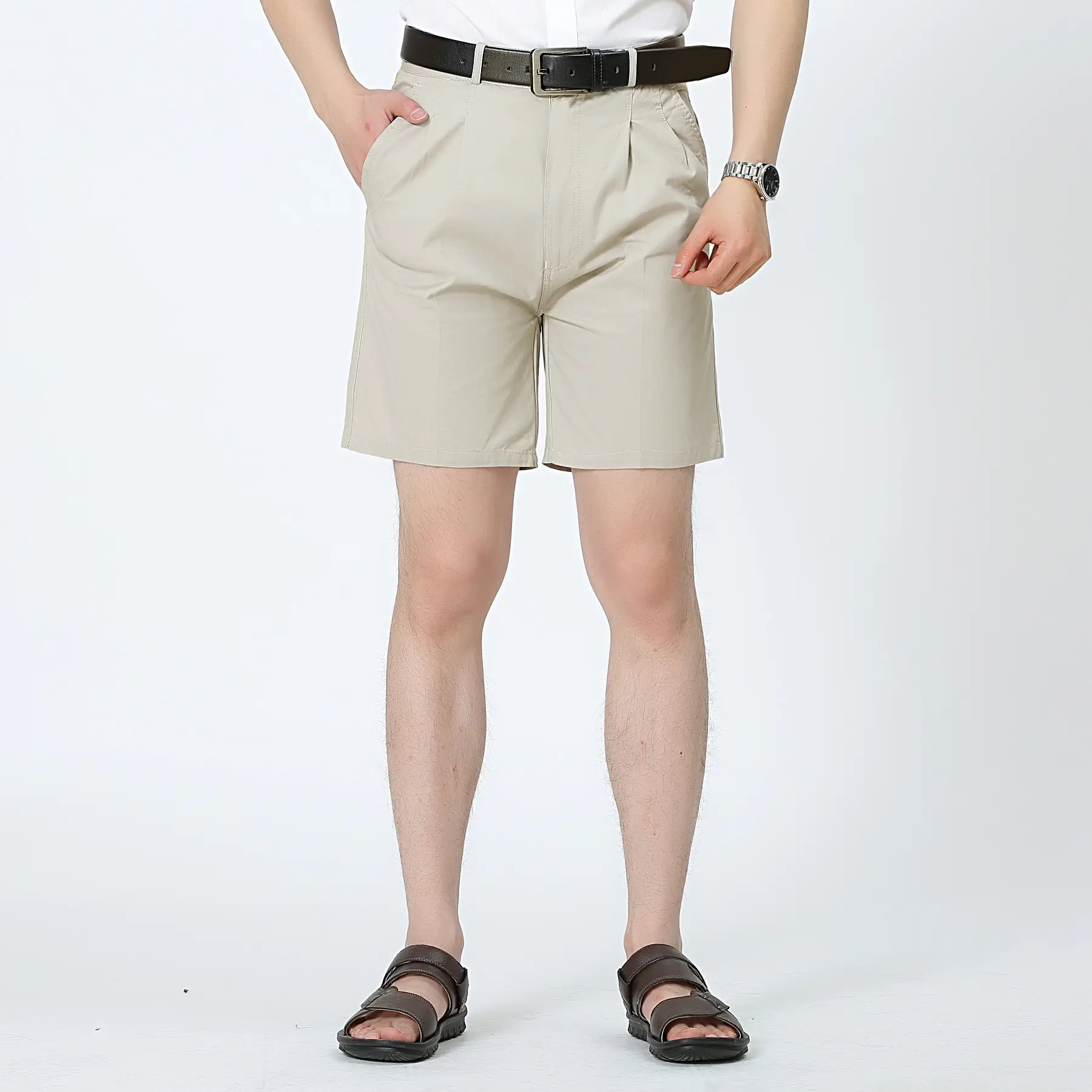 Men Cotton Crop Shorts Grey Black Summer Casual Pants - Image 4
