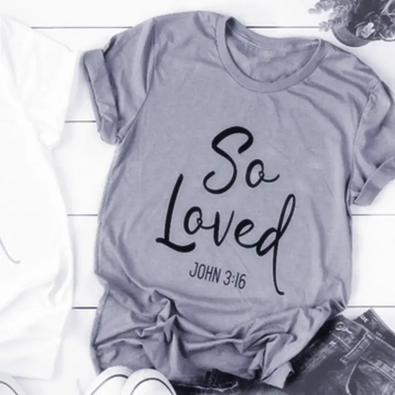 So Loved T-Shirt Light Blue John 3:16 - Image 3