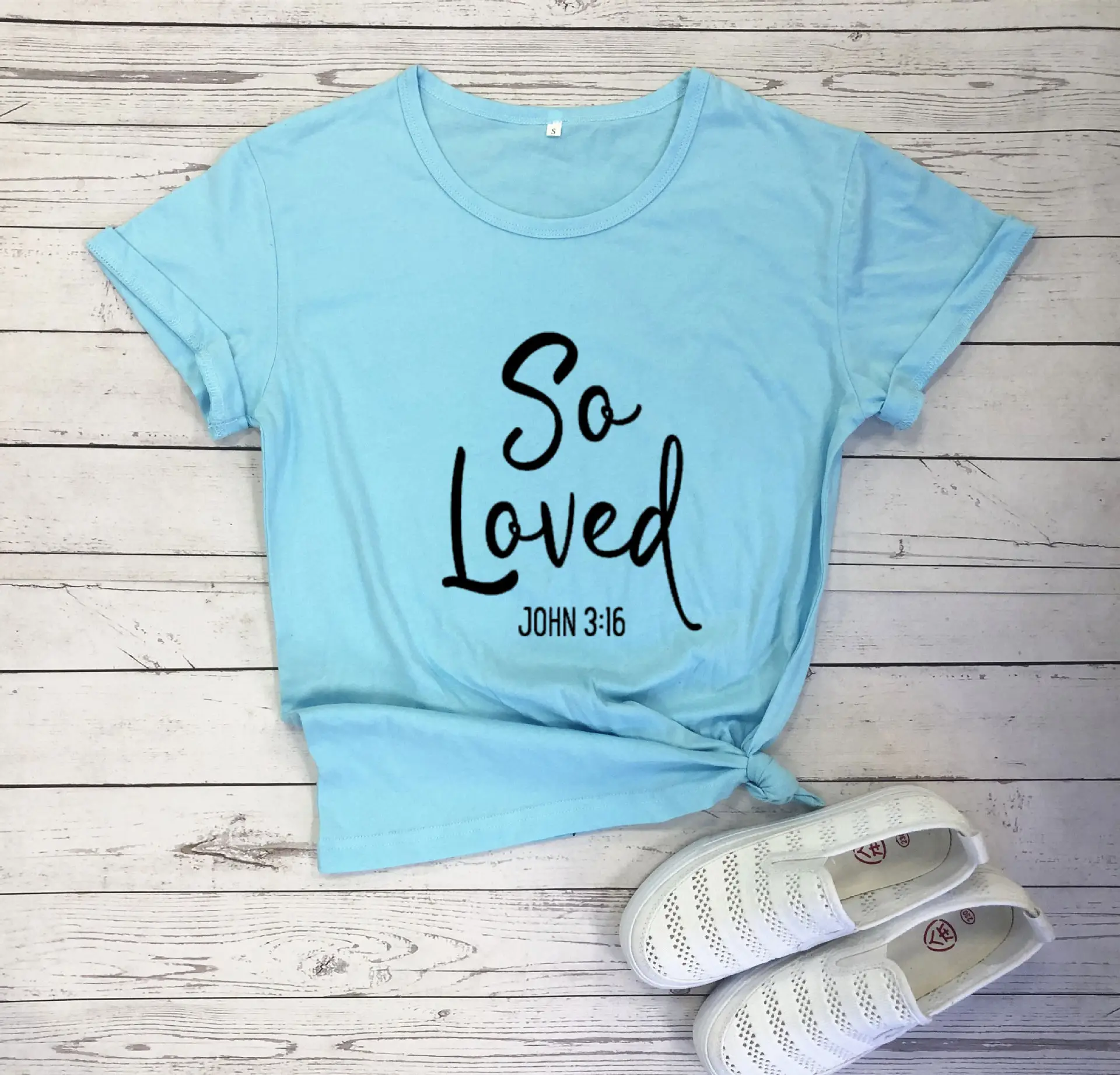 So Loved T-Shirt Light Blue John 3:16 - Image 14