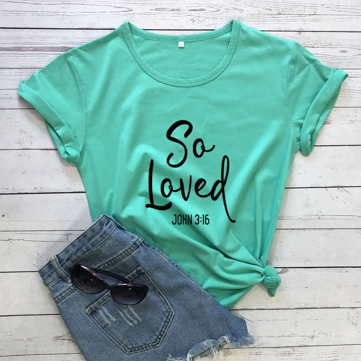 So Loved T-Shirt Light Blue John 3:16 - Image 15