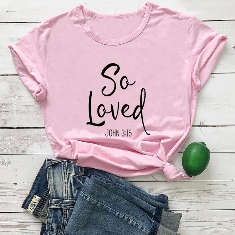 So Loved T-Shirt Light Blue John 3:16 - Image 4