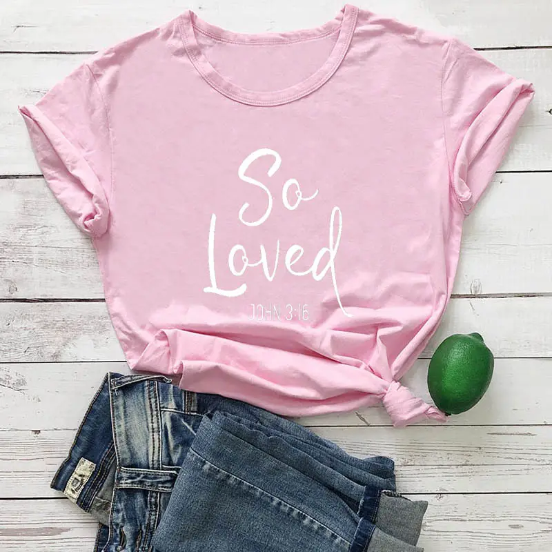 So Loved T-Shirt Light Blue John 3:16 - Image 5
