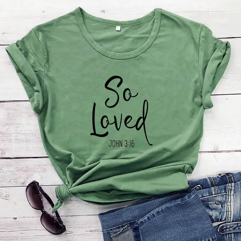 So Loved T-Shirt Light Blue John 3:16 - Image 8