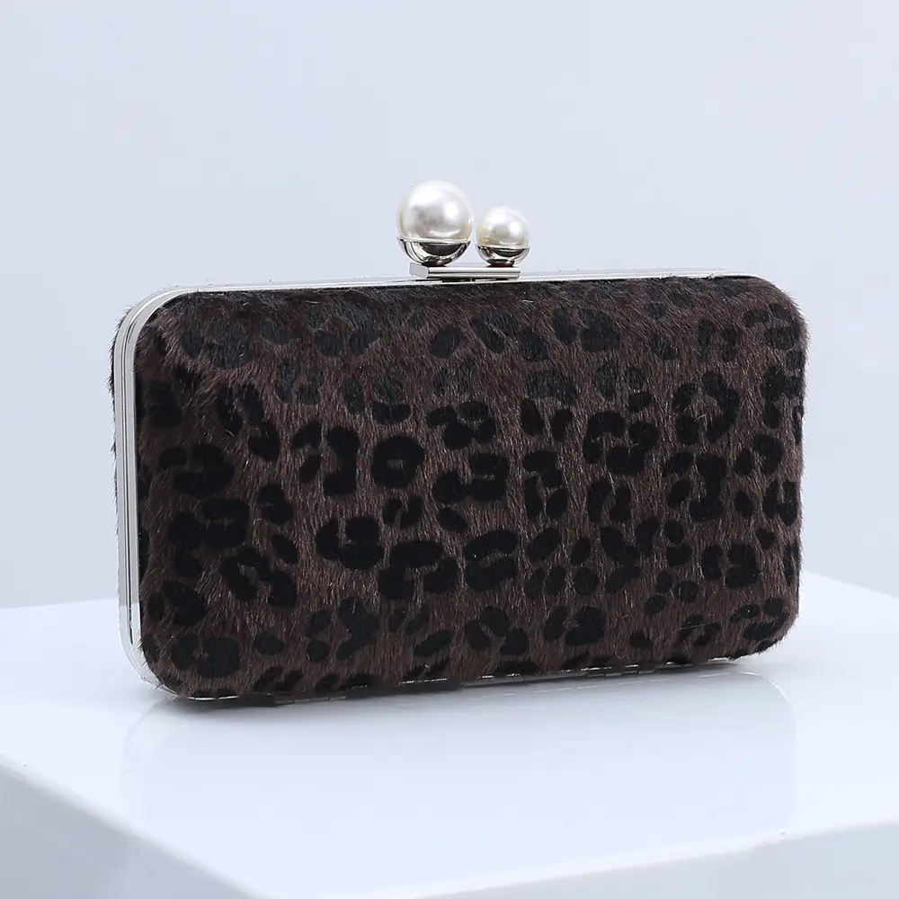 Red Leopard Print Women's Evening Clutch Bag