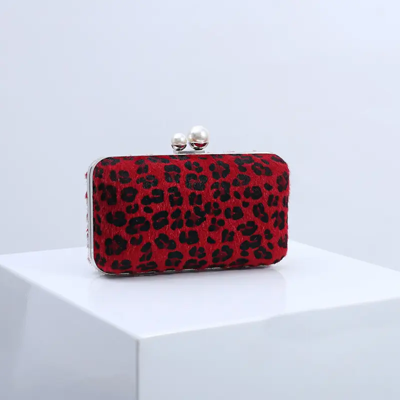 Red Leopard Print Women's Evening Clutch Bag