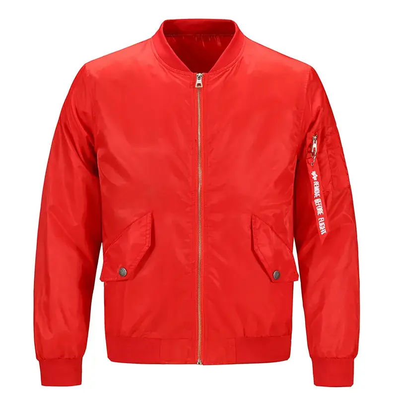 Red Bomber Jacket for Men Plus Size Windproof - Image 5