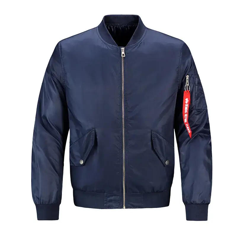 Red Bomber Jacket for Men Plus Size Windproof - Image 6