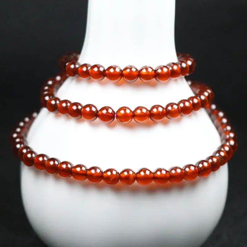 Natural Orange Garnet Multi-Circle Bracelet for Women - Image 3